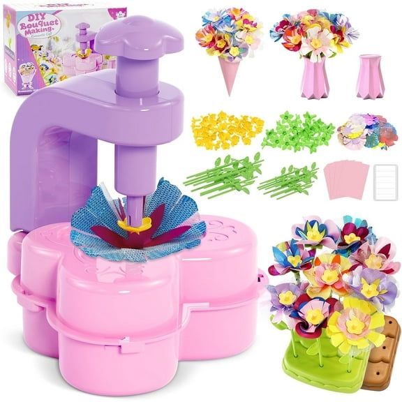 Fabric Flower Bouquets Toys, DIY Craft Kits Toys for Kids - Flowers Market Toy, Build Your Flower Bouquet, Arts & Crafts for 4 5 6 7 8 Year Toddler Girl, Educational Activity Preschool B-Day Gifts