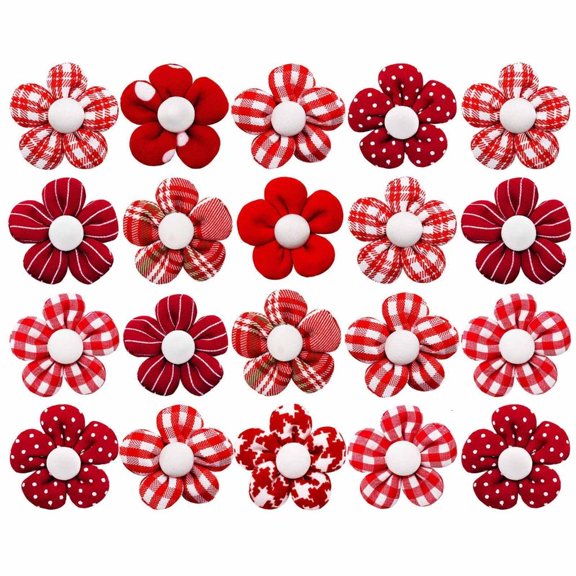 Valentines Flower Pet Hairties 20PCS Lovely Flower Hair Rope Hair Styling Bands for Dog Cats All Size Pet Headdress