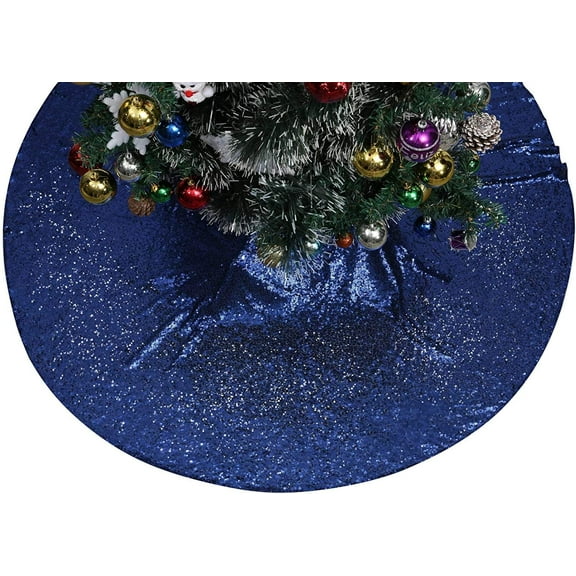 Fabric  Foam Inc 48" Round Decorative Sequins Tree Skirt for Christmas/Thanksgiving Day (Navy Blue)