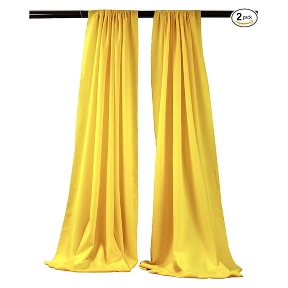 Fabric & Foam Inc, 5 Feet Wide by 9 Feet High Polyester Backdrop Drape Curtain Panel (2 Panels 5 Ft Wide x 9 Ft High) (Light Yellow)