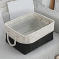 thumbnail image 1 of Fabric Foldable Large Basket, Blanket Basket Living Room, Woven Cotton Rope Storage Bin, Kids Dog Toy Storage Bin Box, Tall Laundry Hamper, Blankets Pillows Organizer Holder, 1 of 6