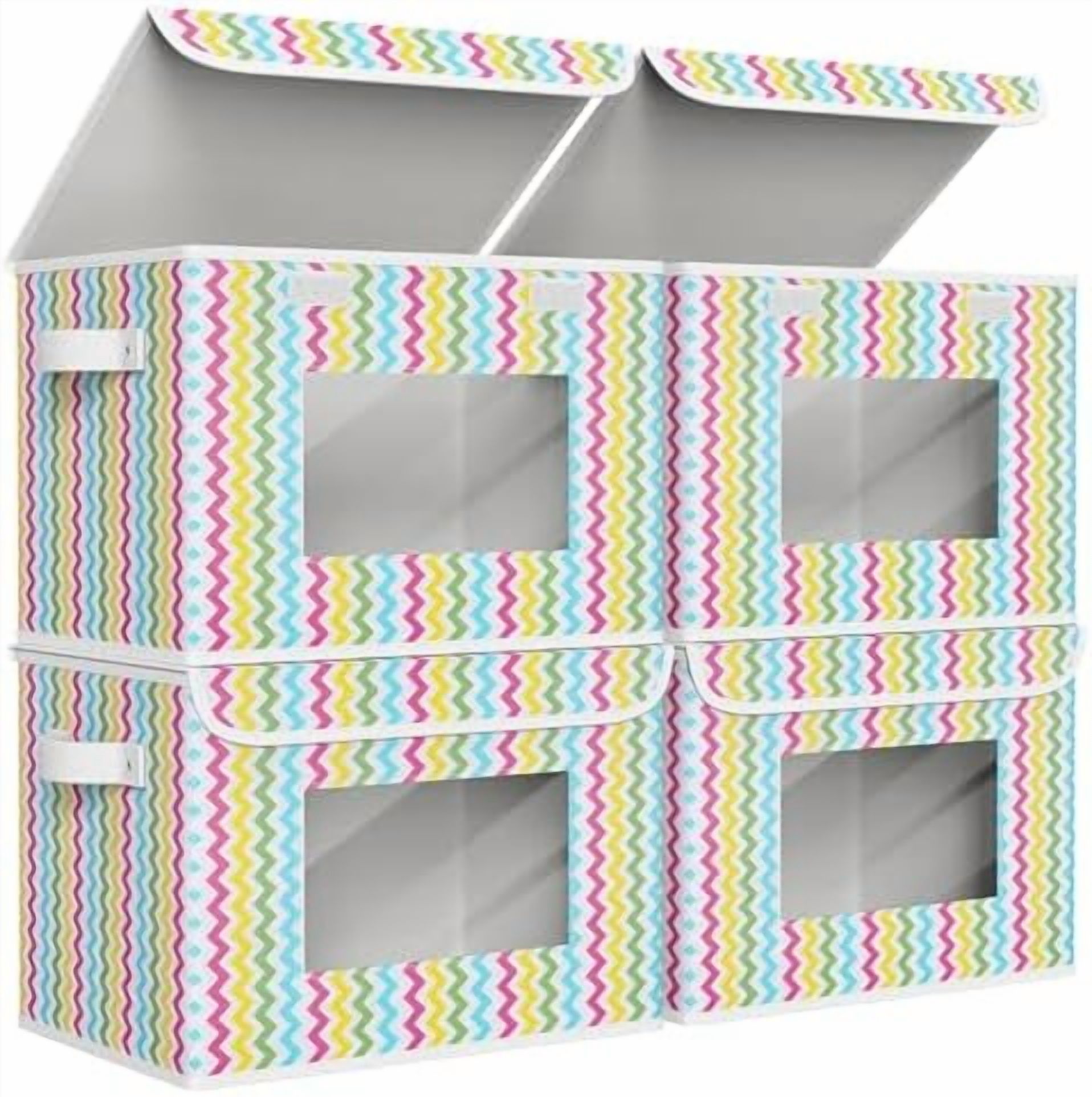 Fabric Foldable Storage Boxes [4-Pack] Large Collapsible Stackable ...