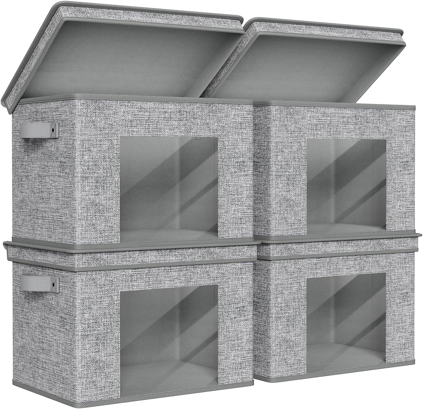 Fabric Foldable Storage Boxes Large Storage Bins with Lids [4-Pack ...