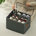 thumbnail image 1 of Fabric Folding Storage Box with Lid | Multi-Compartment Organizer for Underwear Socks & Small Clothing | 43x32x30cm Beige Gray Oxford Cloth | Space Saving Foldable Design for Wardrobe & Home Use, 1 of 6