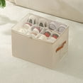 thumbnail image 1 of Fabric Folding Storage Box with Lid | Multi-Compartment Organizer for Underwear Socks & Small Clothing | 43x32x30cm Beige Gray Oxford Cloth | Space Saving Foldable Design for Wardrobe & Home Use, 1 of 6
