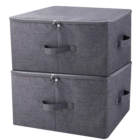 Fabric Folding Washable Clothes Storage Boxes 2 Count Black Gray Wardrobe Closet Storage