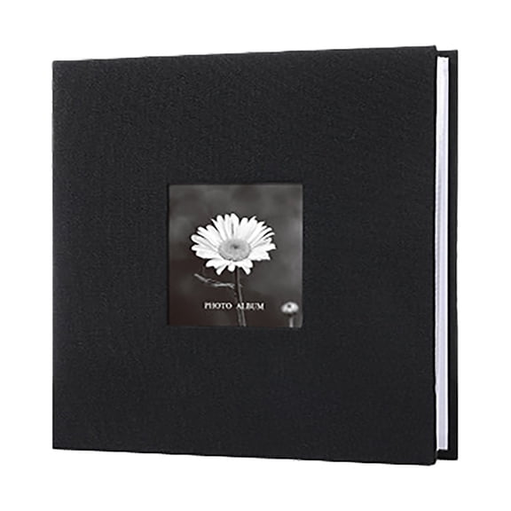Fabric Frame Cover Photo, 1 Pc Photo Album 200 Pcs 4"-6" Photos with Writing Space, Leather Cover Album with Display Picture Window, Photo Book for Wedding Family Gift 8.66x1.57x8.66 Inch, Black