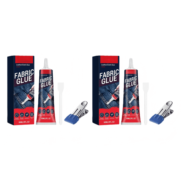 Fabric Glue 2pcs 60ml for Cloth Leather with Applicator Clip Precise Application Repair for Various Materials