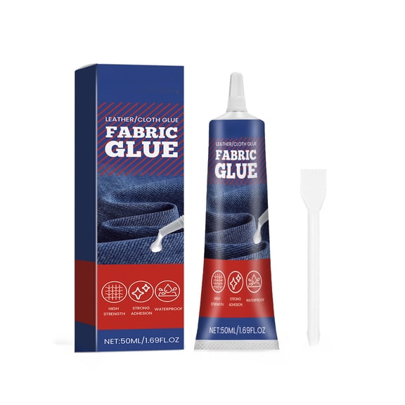 Fabric Glue 50ml for Leather Cloth Multi Purpose Adhesive with Applicator Spreader Waterproof Strong Bonding for DIY Sewing Repair