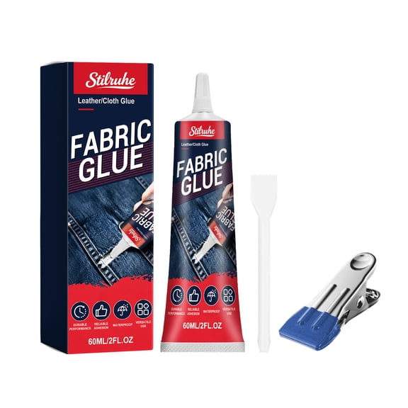 Fabric Glue 60ml for Cloth and Leather Suitable for Various Materials with Applicator and Clip for Precise Application and Repair