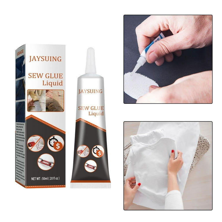 Fabric Glue Clothing Glue 50ml Washable Sew Glue Glue for Silk, Patches,  Polyester Fabric, Non Woven Fabrics, Denim