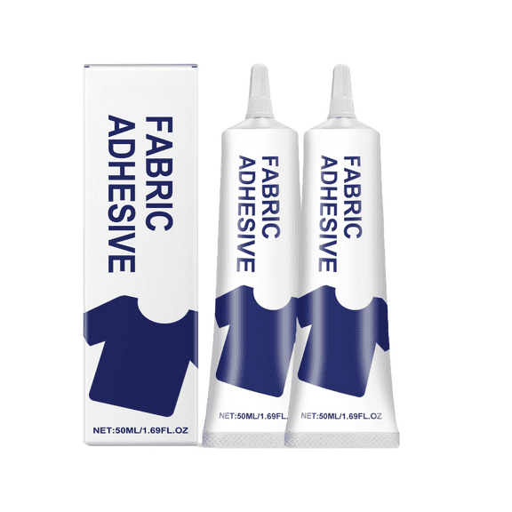 Fabric Glue for Clothing Permanent Washable, 50ml Extra Strong Fabric Adhesive, Liquid, Anti-Fray Check, Super No-Sew Clear Fusion Glue for All Patches, 24 Hour Dry and Waterproof, 2pcs