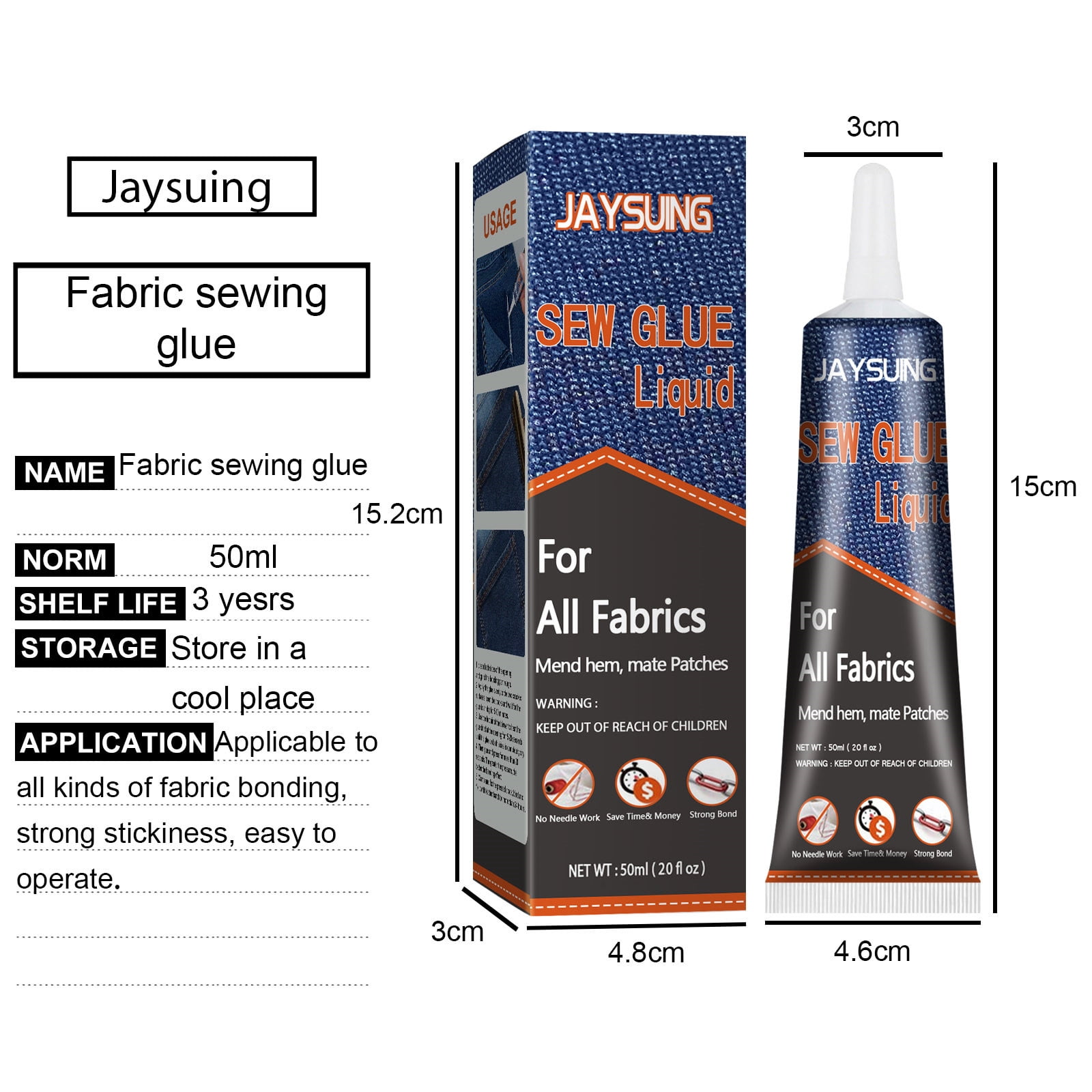 Fabric Glue, Permanent Clear Washable Clothing Glue For All Fabrics