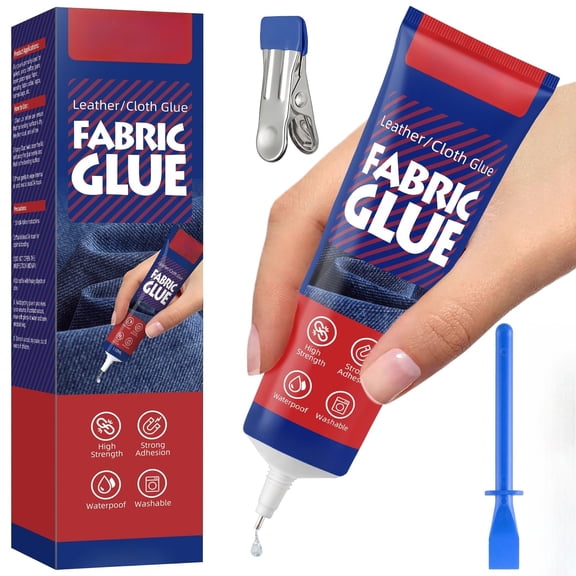 Fabric Glue Permanent, Fabric Glue for Patch, Clear Fabrics Adhesive for Clothing Permanent Washable for All Cotton, Denim, Flannel, Polyester 60 ml