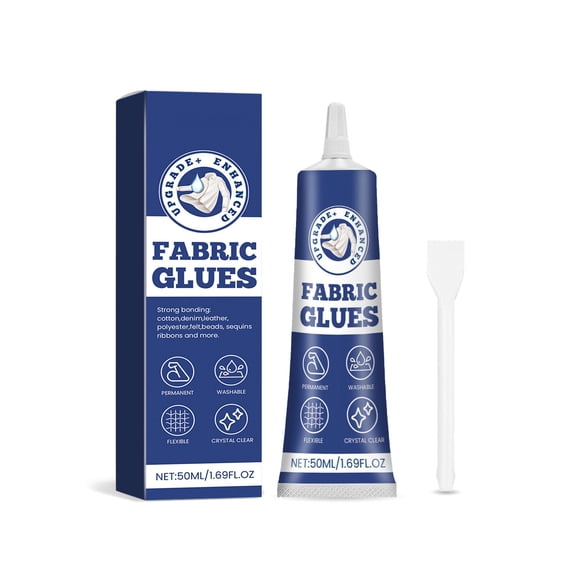Fabric Glues for Clothing - Long-Term Washable Leather Adhesive, 50ml Tubes, Multi-Purpose Fast-Drying Clear Bond for Textile Repairs & Crafts, Transparent Design, Strong Bonding(Blue,1.5x1.2x6.1")