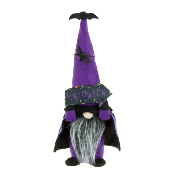 Fabric Gnome with Witch Hat 12 inch Halloween Table Decor Plush Figure Festive Home Shelf Desktop Collection