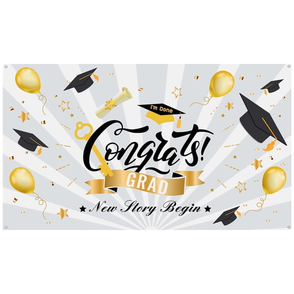 Homoyoyo Congrats Grad Party Background Cotton for Photography Decoration