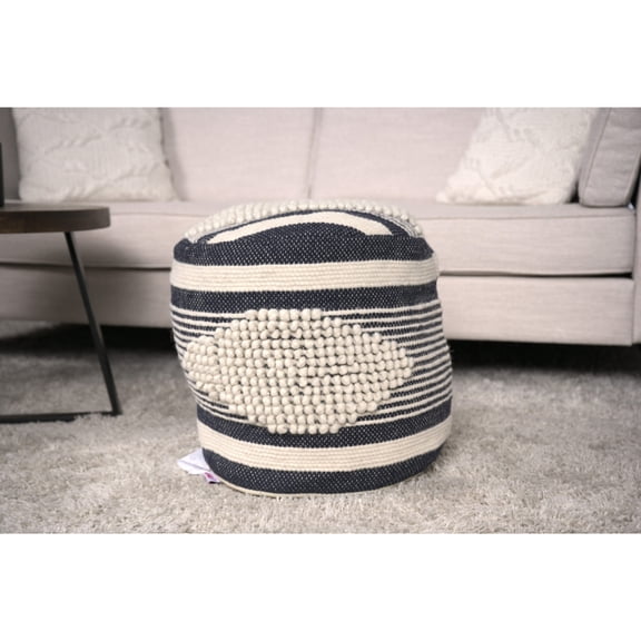 Fabric Handcrafted Pouf | Works Well in Office Corner | Spot - Cleanable for Hygiene