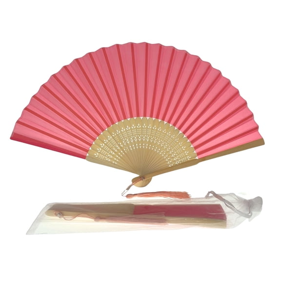 Fabric Handheld Folding Hand Fan With a Tassel Grade A Bamboo Ribs Summer Party Event