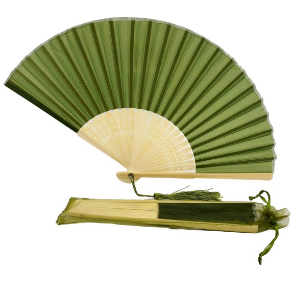 Fabric Handheld Folding Hand Fan With a Tassel Grade A Bamboo Ribs Summer Party Event
