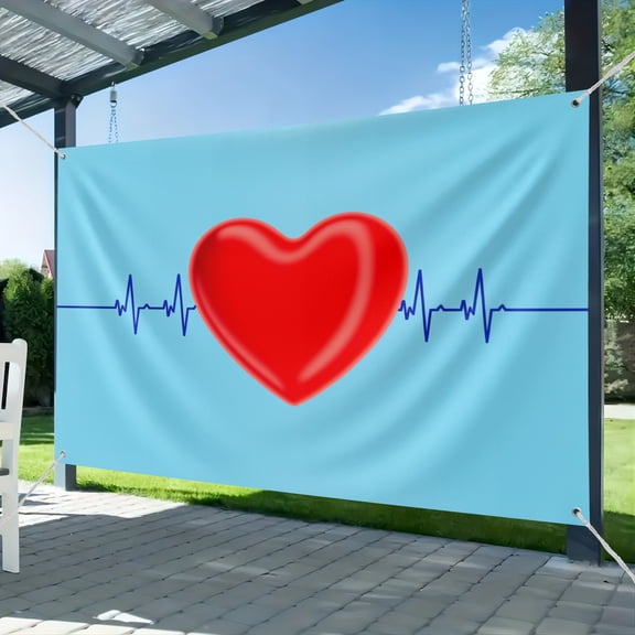 Fabric Heartbeat Red Heart Backdrop Red Heartbeat Curve Medical Theme Photography Background Doctor and Nurse Party Decorations Photo Studio Props