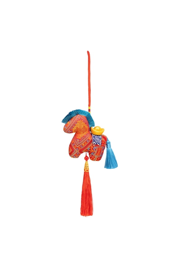 Fabric Horse Ornament, Fortune Horse Hanging Decor, Chinese New Year Fabric Ornament, Mini Embroidered Horse, Zodiac Animal Mascot, Hanging Fabric Decoration, Textile Mascot Figurine