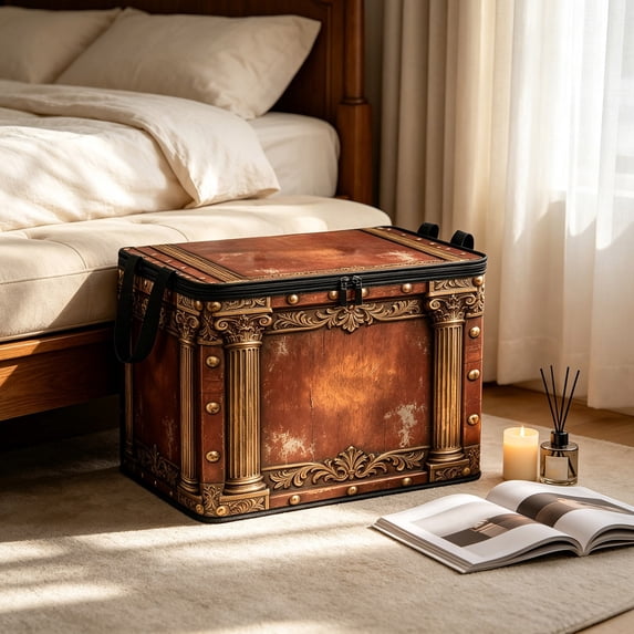 Fabric Imitation Wooden Storage Box, Foldable Building Design Organizer ...