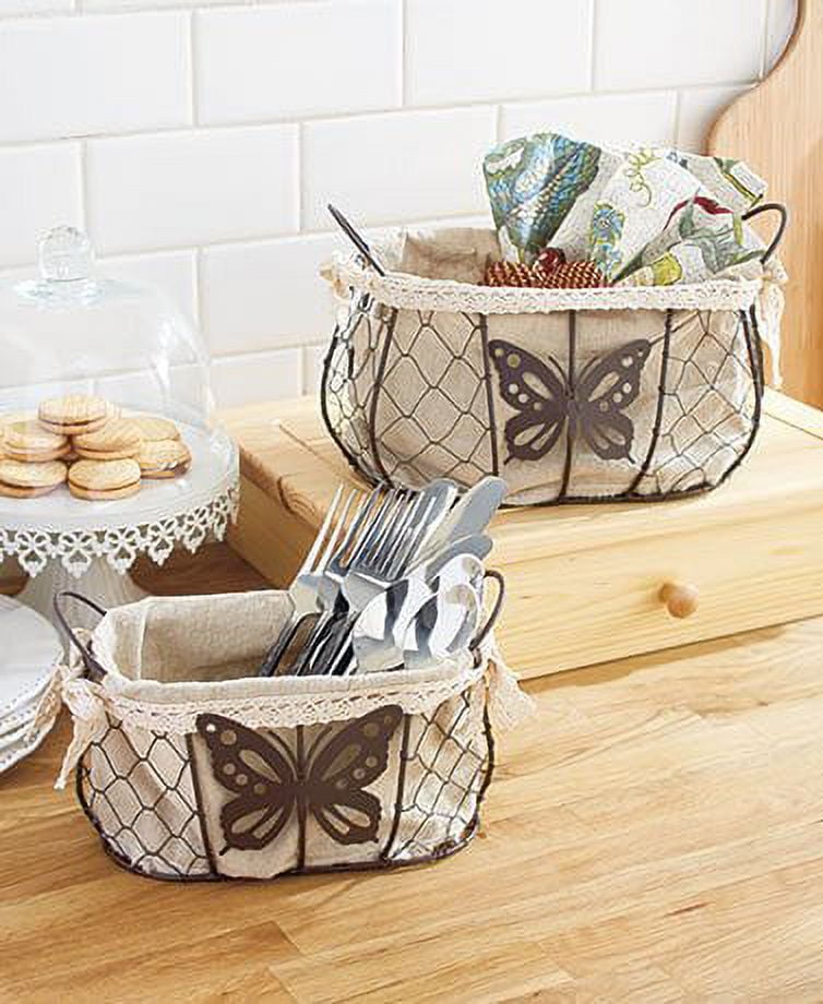 Cloth lined 2024 storage baskets