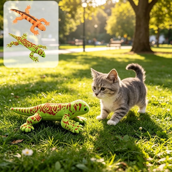 Fabric Lizard Toy Plush Cat Toy, Cat Toys with Catnip and Crinkle Paper, 34x20cm Soft Chew Toy for Cats, Durable Fabric PP Cotton Filling, Boredom Relief Teeth Cleaning Cat Toy