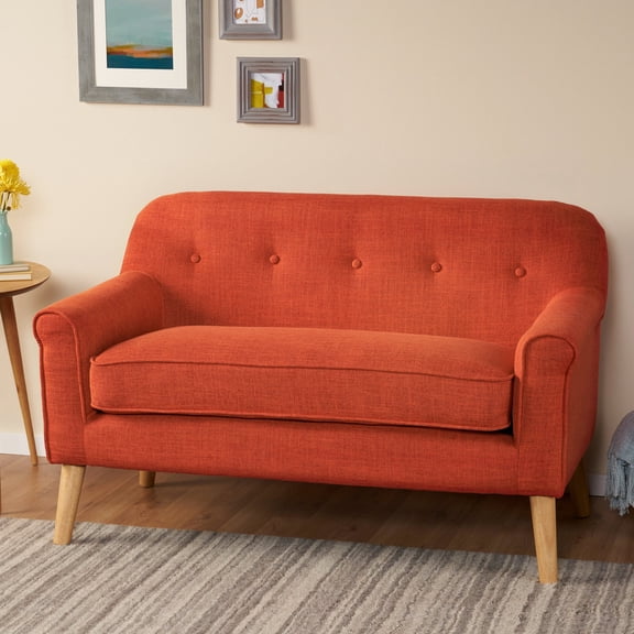 Fabric Loveseat with Orange Hue / Light Assembly for Home Use