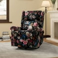 thumbnail image 1 of Fabric Manual Swivel Recliner Nursery Armchair Upholstered Nailhead Trims Bedroom Home Living Room Office Floral, 1 of 7