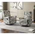 thumbnail image 1 of Fabric Manual Swivel Recliner Set of 2 Nursery Nailhead Upholstered Home Living Office Jeacobean, 1 of 7