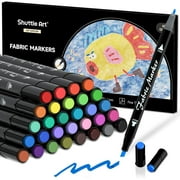 Fabric Markers Pens, Shuttle Art 30 Colors Dual Tip Fabric Markers Permanent No Bleed Markers for T-Shirts Sneakers, Non-Toxic Permanent Fabric Pens for Adult Painting