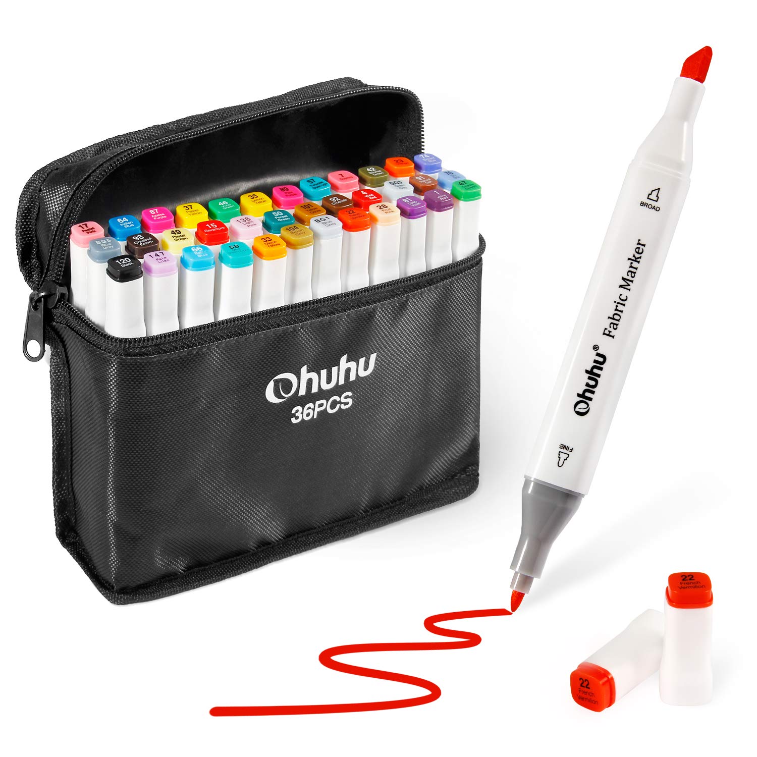 Fabric Markers Permanent 36 Colors of Ohuhu Dual Tip Marker Pens