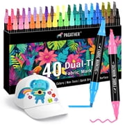 Fabric Markers Permanent for Clothes, 40 Colors Dual Tip with Fine and Chisel Tips Paint Pens for Clothing Canvas Tote Bags T-Shirt and Shoes