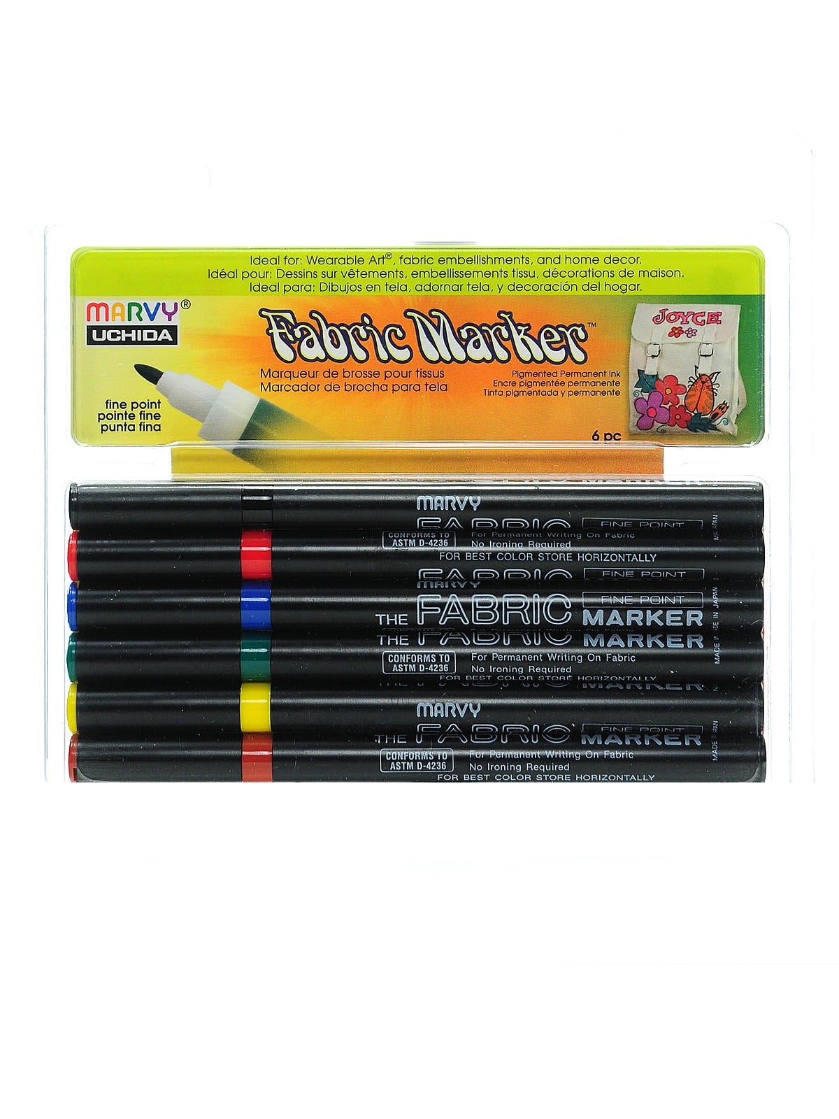Fabric Markers Sets primary, set of 6 (pack of 2)
