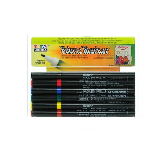 Fabric Markers Sets primary, set of 6 (pack of 2)