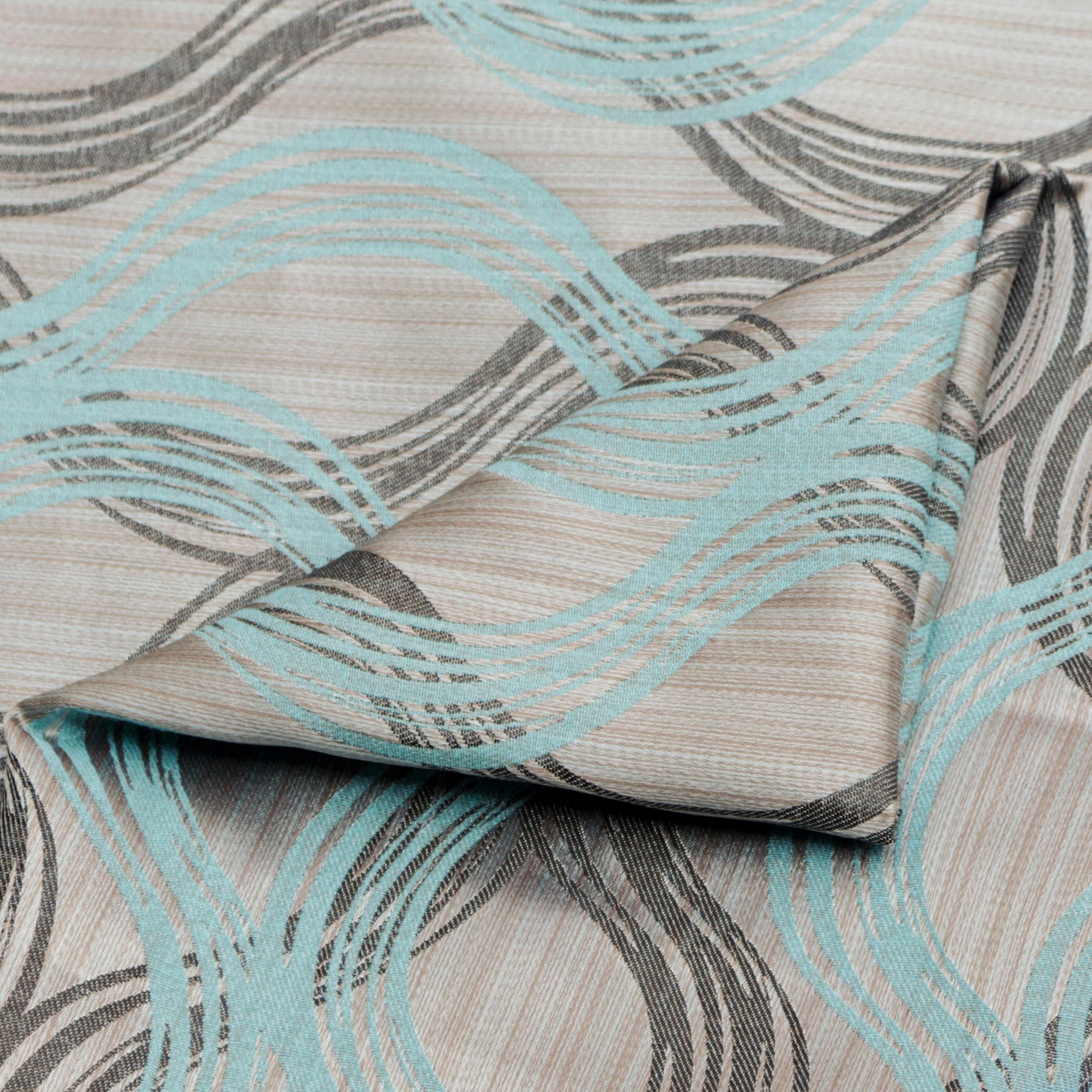 Fabric Mart Direct Aqua Cotton & Jacquard Weave Fabric By The Yard, 48 inches or 122 cm width, 19 Continuous Yards Blue Jacquard Fabric, Stripes, Upholstery Drapery Curtain Wholesale Fabric