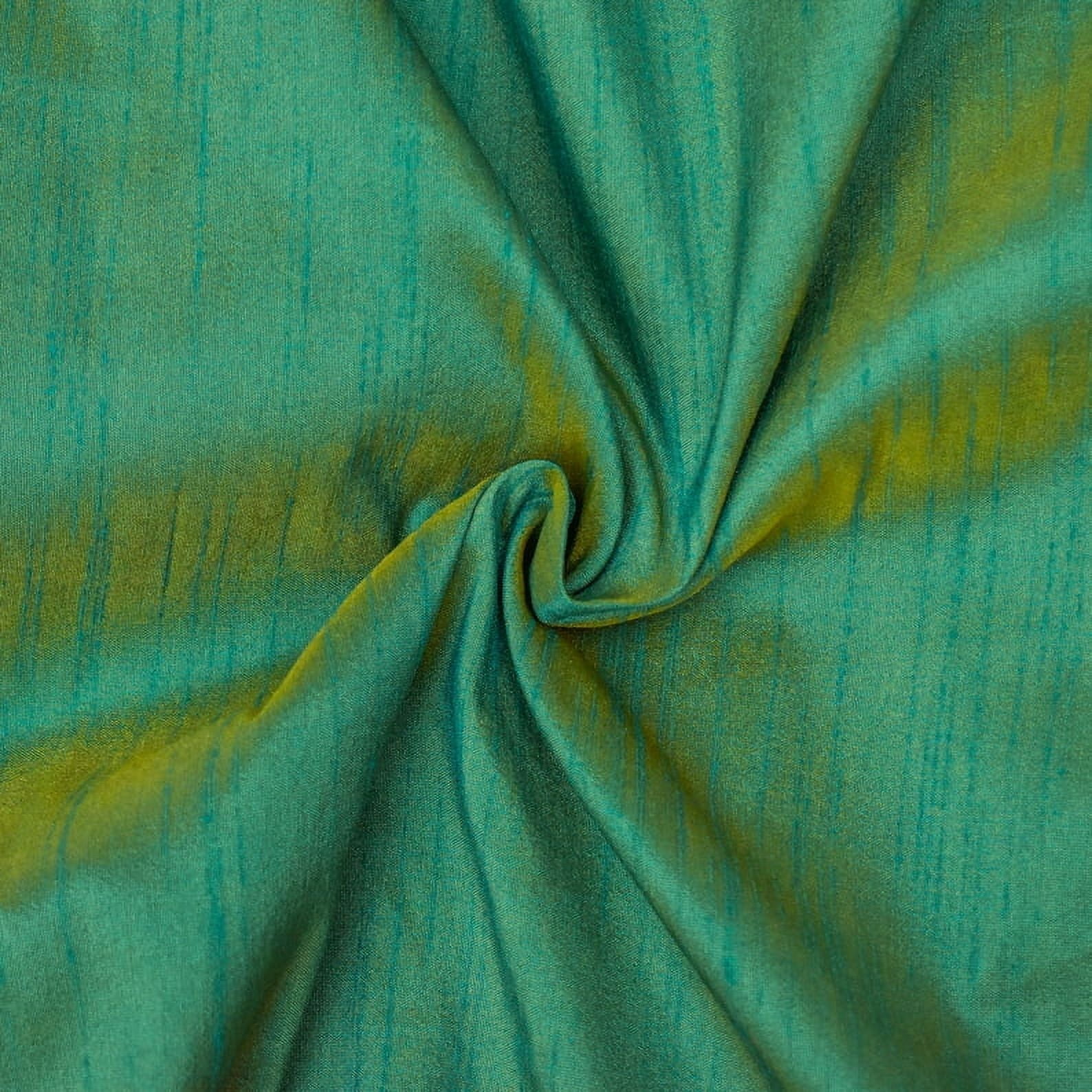 Fabric Mart Direct Aqua And Yellow Faux Silk Fabric By The Yard, 42 inches or 107 cm width, 1 Yard Blue Silk Fabric, Slubbed Faux Silk, Bridal Dress Silk Fabric, Wholesale Art Silk Fabric