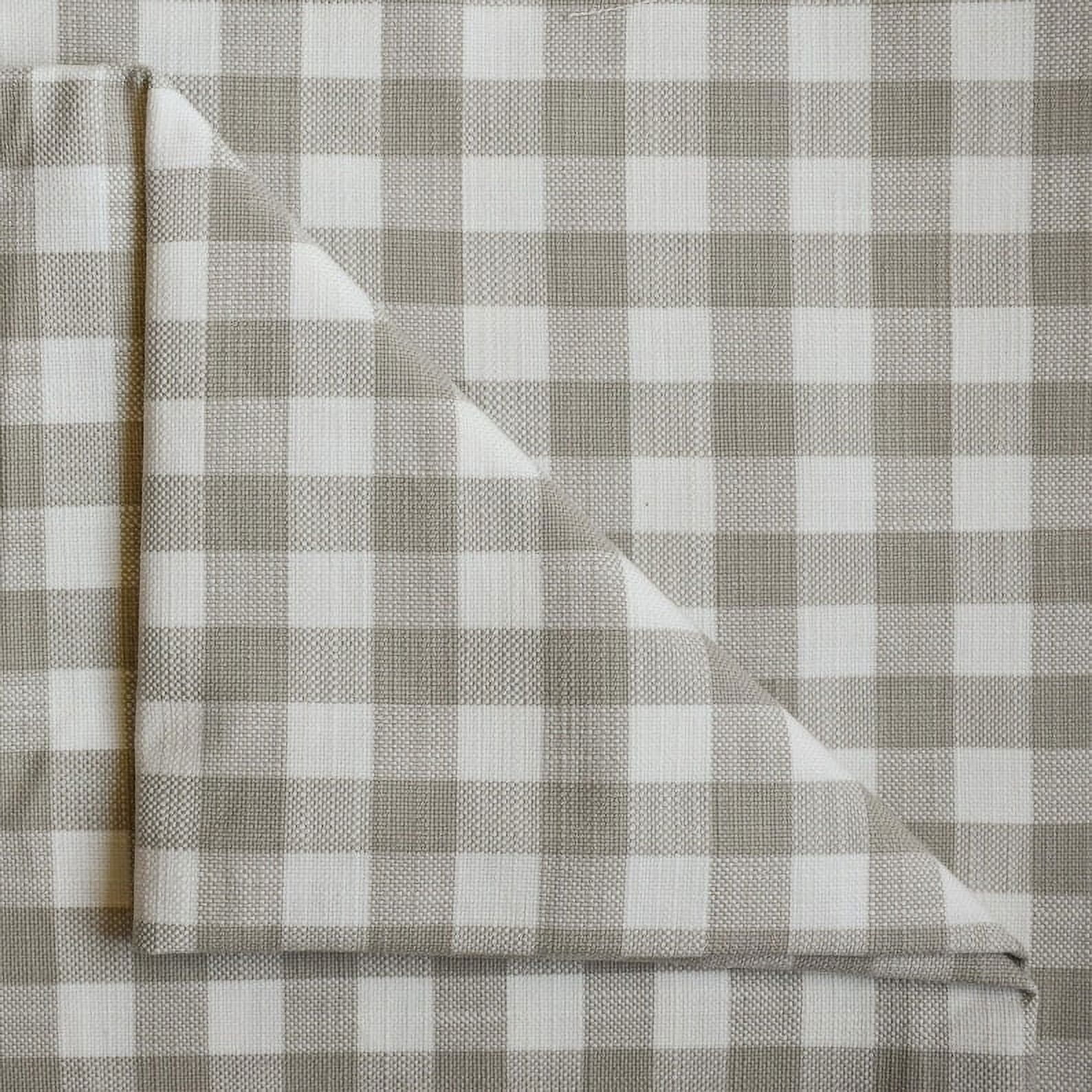 Fabric Mart Direct Beige Gingham Checks Cotton Fabric By The Yard, 14 Continuous Yards 55 inch or 140 cm Width, Woven Upholstery Fabric, Drapery, Shower Curtain Fabric, Wholesale, Pure Cotton Fabric