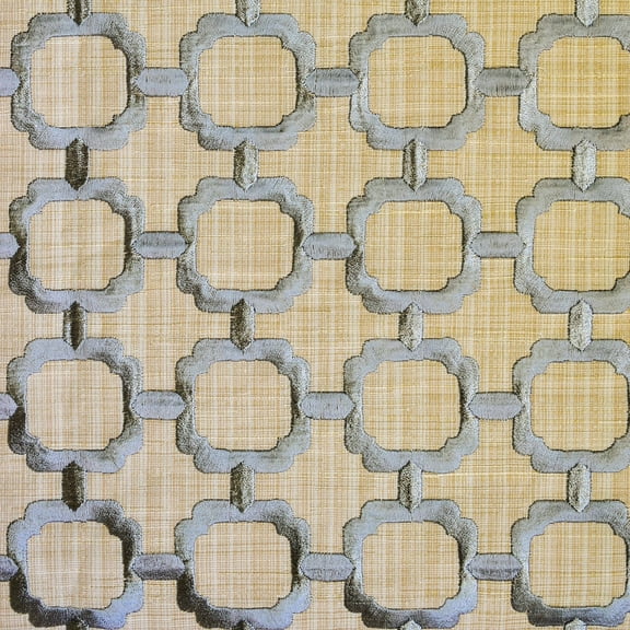Fabric Mart Direct Beige Medallion Geometric Embroidered Fabric By The Yard, 12 Continuous Yards Cotton Embroidery Fabric, Upholstery Fabric, Curtain Fabric, Wholesale Fabric