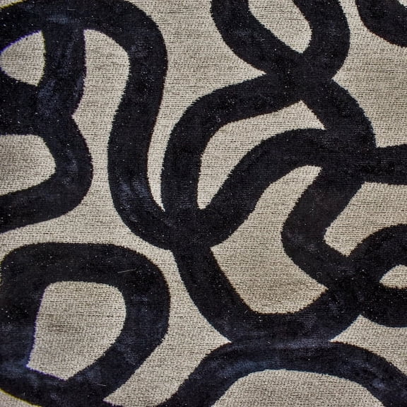 Fabric Mart Direct Black Jacquard Velvet Fabric by the Yard, 54 inches or 137 cm Width, 5 Yards Black Abstract Velvet Upholstery Fabric For Curtains, Pillows
