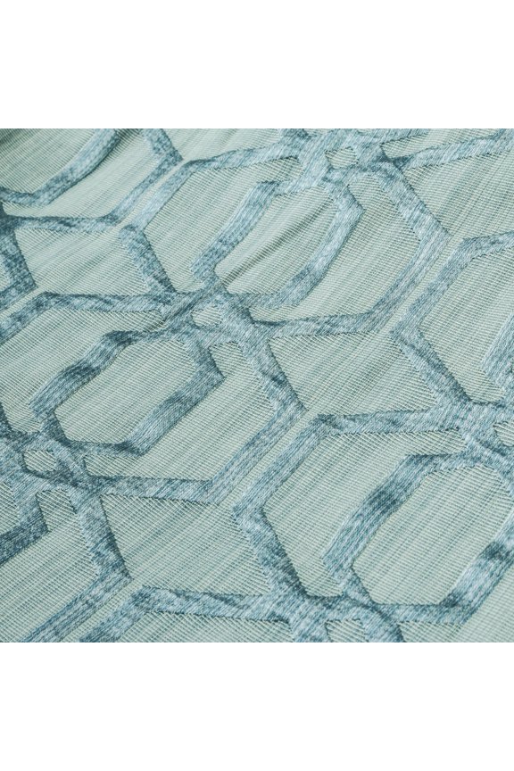 FabricMartDirect Blue, Cream Jacquard Weave Fabric By The Yard, 54 inches or 137 cm width, 18 Continuous Yards Cream Jacquard Fabric, Trellis Geometric Textured, Upholstery Drapery Curtain Wholesale