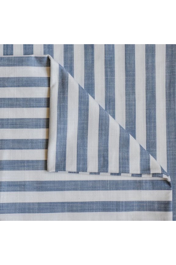 Blue Gingham Stripes Cotton Fabric By The Yard, 6 Continuous Yards 55 inch or 140 cm Width, Woven Upholstery Fabric, Drapery, Shower Curtain Fabric, Wholesale, Pure Cotton Fabric