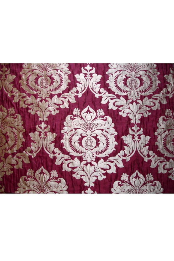 Burgundy Polyester Weave Fabric By The Yard, 48 inches or 122 cm width, 1 Yard Purple Polyester Fabric, Ruby Royal Damask, Upholstery Drapery Curtain Wholesale Fabric