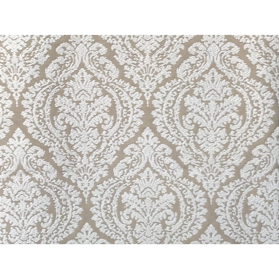 Fabric Mart Direct Champagne, Ivory Poly Cotton Fabric By The Yard, 54 inches or 137 cm width, 9 Continuous Yards Ivory Cotton Fabric, Damask, Upholstery Drapery Curtain Wholesale Fabric