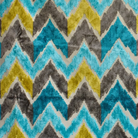 Fabric Mart Direct Chartreuse Jacquard Velvet Fabric By The Yard, 54 inches or 137 cm width, 3 Continuous Yards Green Jacquard Fabric, Chevron, Upholstery Drapery Curtain Wholesale Fabric