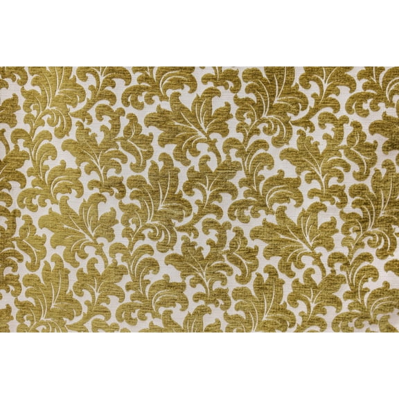Fabric Mart Direct Chartreuse Jacquard Velvet Fabric By The Yard, 54 inches / 137 cm width, 4 Continuous Yards Green Jacquard Fabric, Flowers Floral, Upholstery Drapery Curtain Wholesale Fabric