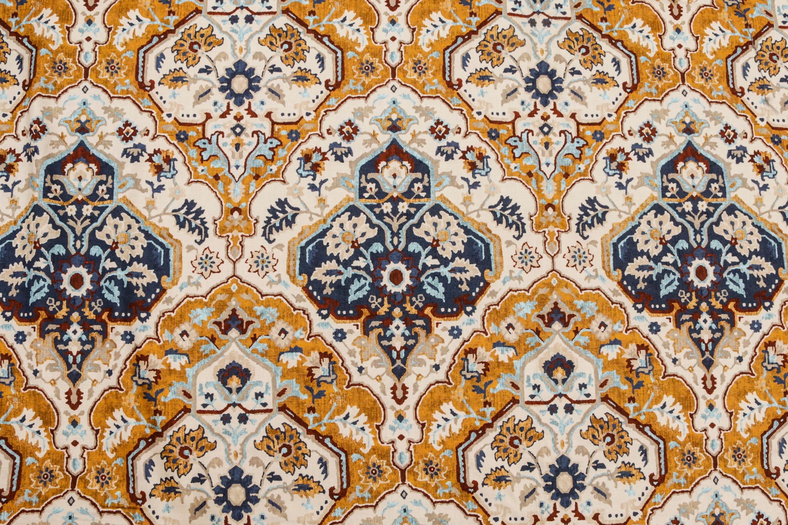 Fabric Mart Direct Cream, Beige Cotton Printed Fabric By The Yard, 54 inches or 137 cm width, 15 Continuous Yards Beige Cotton Fabric, Traditional, Upholstery Drapery Curtain Wholesale Fabric