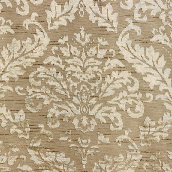 Fabric Mart Direct Cream Burnout Velvet Fabric By The Yard, 54 inches or 137 cm width, 4 Continuous Yards Cream Velvet Fabric, Damask, Upholstery Drapery Curtain Wholesale Fabric, Window Treatment